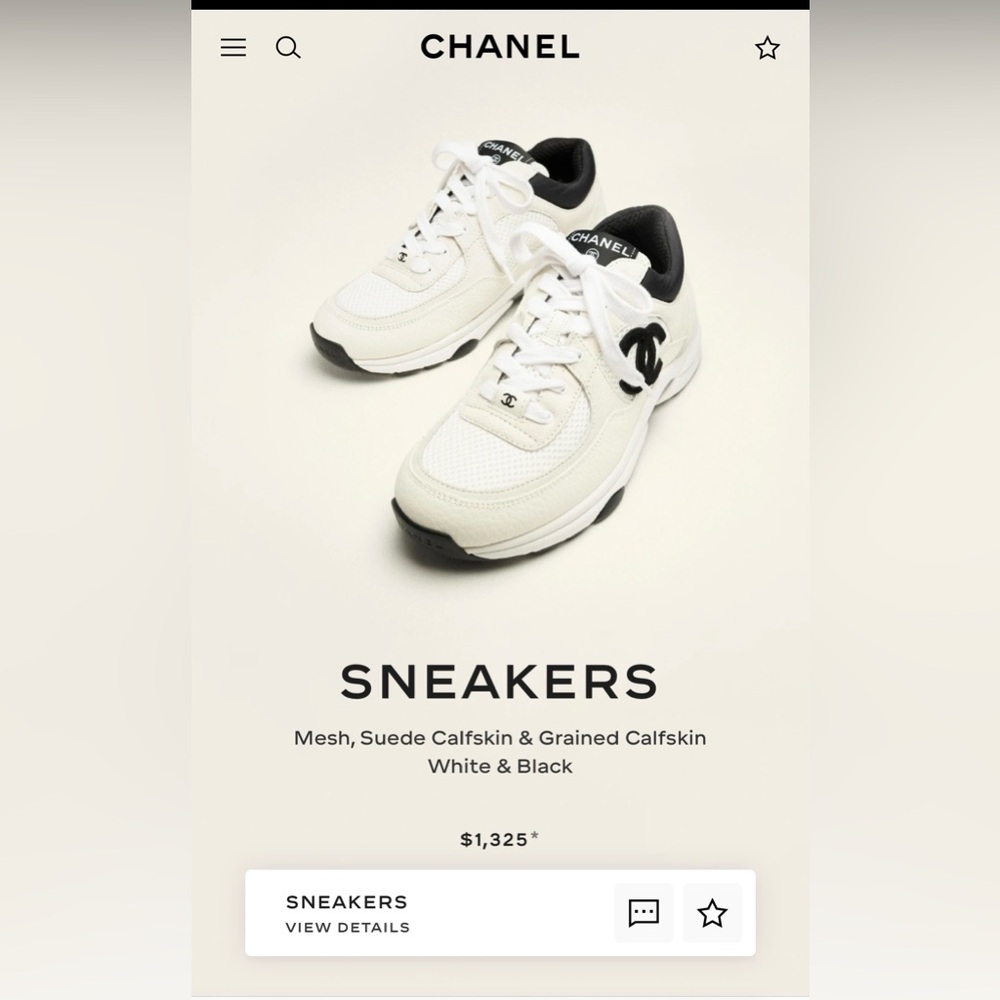 Chanel Classic White and Black Sneakers - Picture 2 of 5
